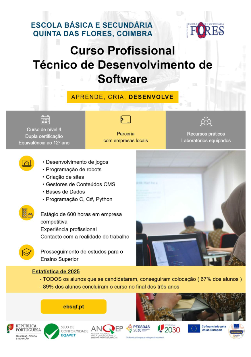 Dia Aberto – Divulgação do Curso Profissional Técnico de Desenvolvimento de Software